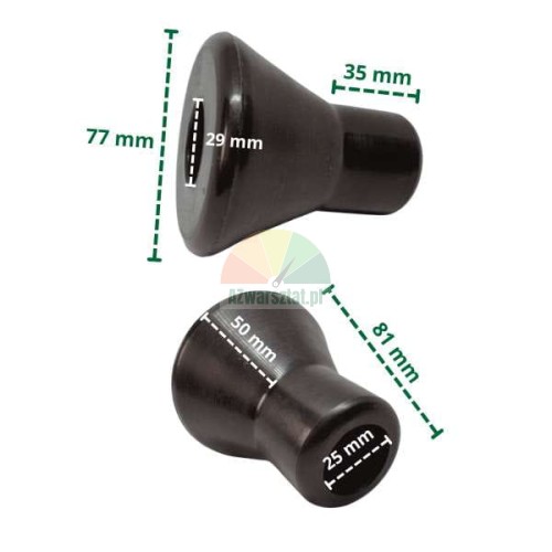 Pressure roller Type A, black, conical, dimensions shown.