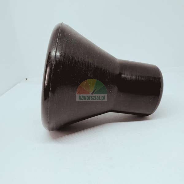 Black conical rubber roller or plug, tapering into a cylindrical end, displayed on a white surface.