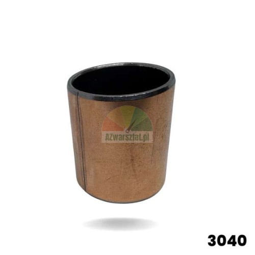 Self-lubricating bushing 3040, bronze cylindrical plain bearing shown against a white background, machine component.