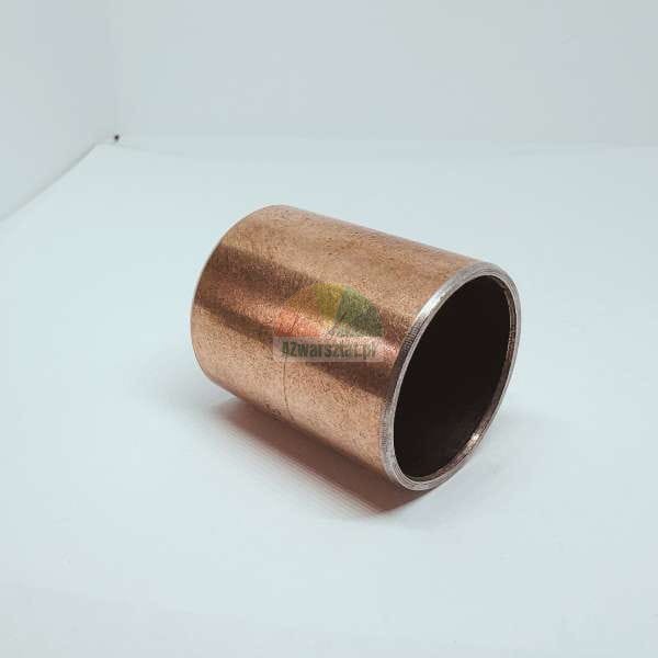 Copper or bronze cylindrical bushing (sleeve bearing) on a white background.