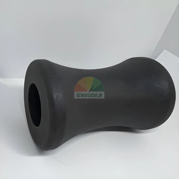 Black hourglass-shaped massage roller, often called a peanut ball or double lacrosse ball, used for back and neck muscle relief.