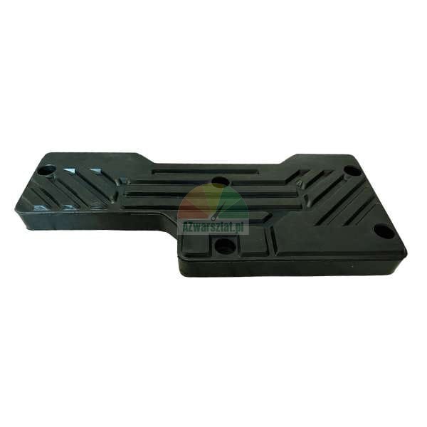 Black patterned plastic or rubber base plate/cover with mounting holes.