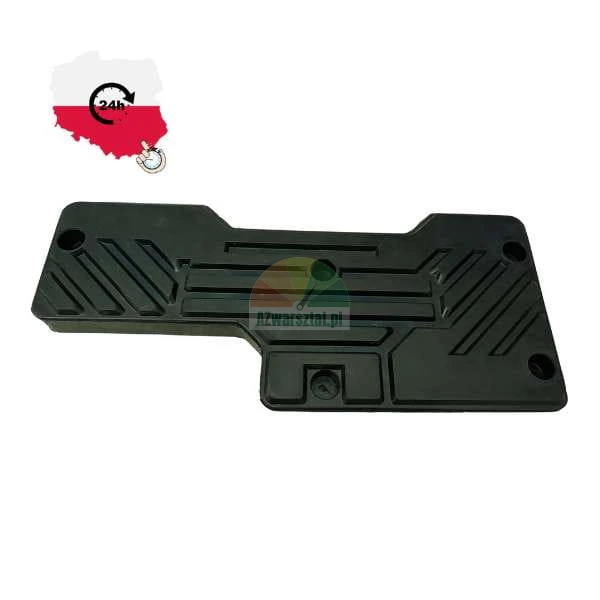 Black plastic or rubber protective mat footrest cover with mounting holes and texture. Features a 24h shipping symbol in Poland overlay.