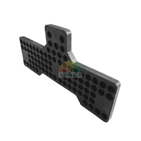 Black perforated mounting plate or bracket featuring many holes, suitable for modular fitness equipment or structural applications.