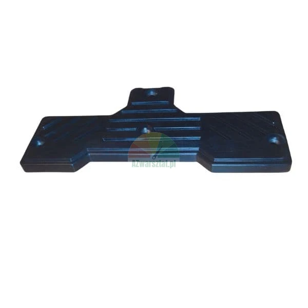 Black ribbed base plate or cover with mounting holes and a central tab.