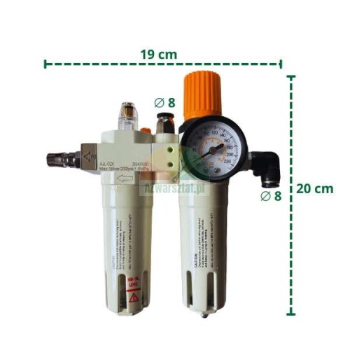 Type E compressed air service unit with gauge