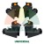 Set of 4 universal Type C protective jaw covers for motorcycle tire changer, black plastic with orange detail.