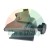 Adjustable galvanized mounting clamp with a black star knob, isolated on a white background.
