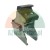 Galvanized metal latch or fastener with black polymer catch, securing mechanism for trailers or cargo.