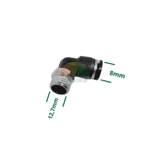 L-connector 12.7mm thread to 8mm push-in fitting