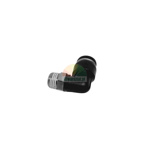 Black pneumatic elbow push-in fitting with male thread connector.