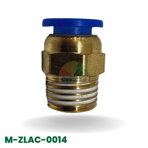 Brass pneumatic quick connector, 8mm push-in tube fitting / 12.7mm thread