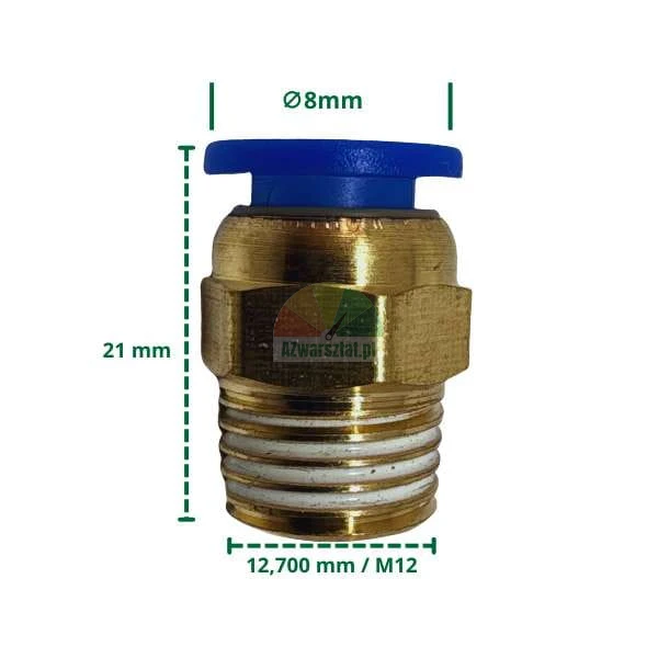 8mm push-in pneumatic fitting, 12.7mm thread connector