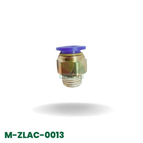 Brass pneumatic push-to-connect fitting (quick coupler) for 10mm tube with 12.7mm male thread.