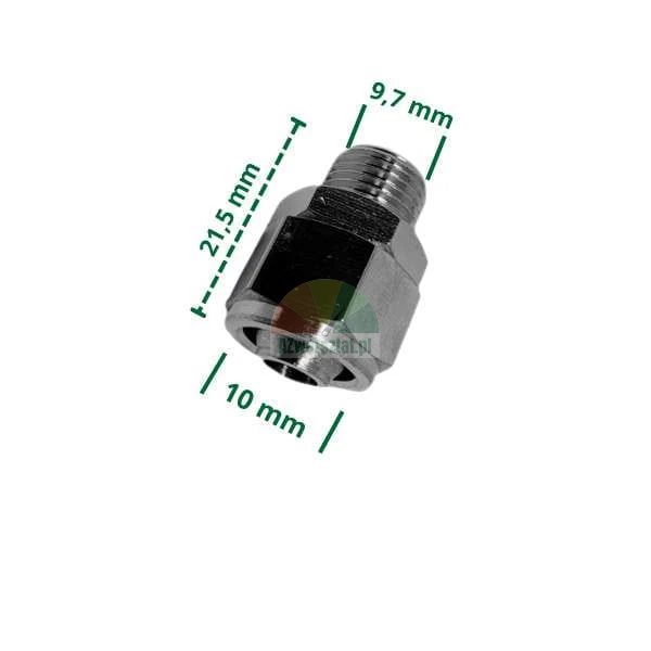 Pneumatic connector: 10mm hose to 9.7mm thread.