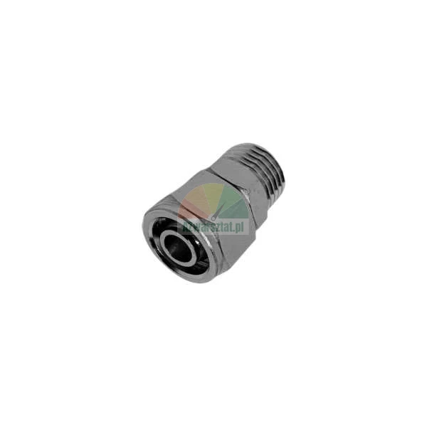 Straight pneumatic push-in fitting with male thread, metal quick connector for tube/hose.