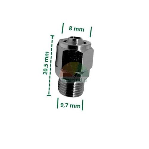 Straight fitting 8mm tube to 9.7mm thread