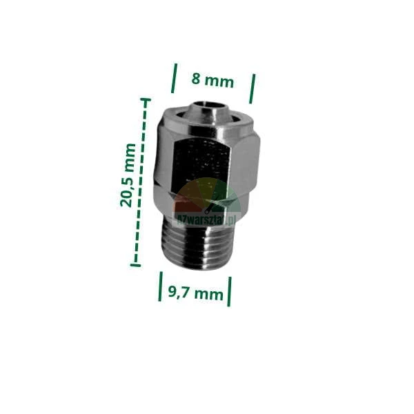 Straight fitting 8mm tube to 9.7mm thread