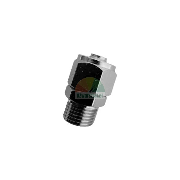 Chrome-plated straight pneumatic push-in fitting with male thread connection.