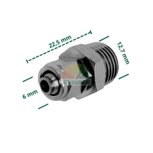 6mm tube to 12.7mm thread push-fit connector
