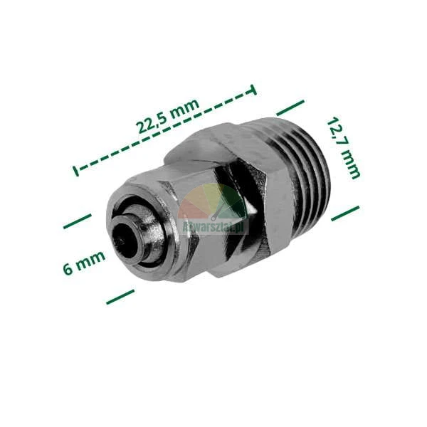 6mm tube to 12.7mm thread push-fit connector