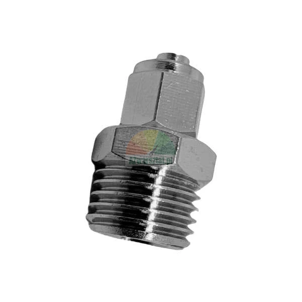 Straight metal pneumatic push-in fitting with male thread.