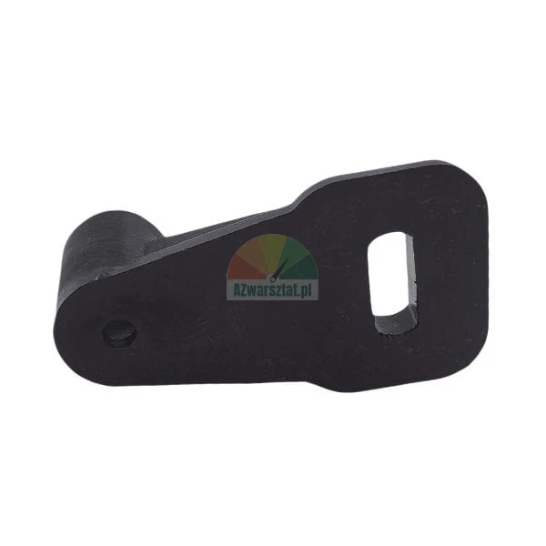 Black metal mounting bracket or lock lever with a slotted opening and a mounting hole.