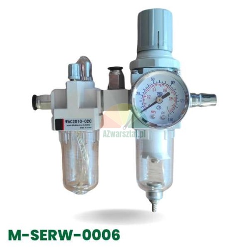 Complete compressed air service unit (FRL) Type C, model M-SERW-0006, with filter, pressure regulator, and gauge.