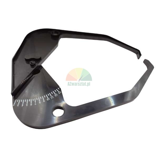 Black or dark grey caliper, likely a skinfold caliper for body fat measurement, featuring a curved measurement scale and two jaws.