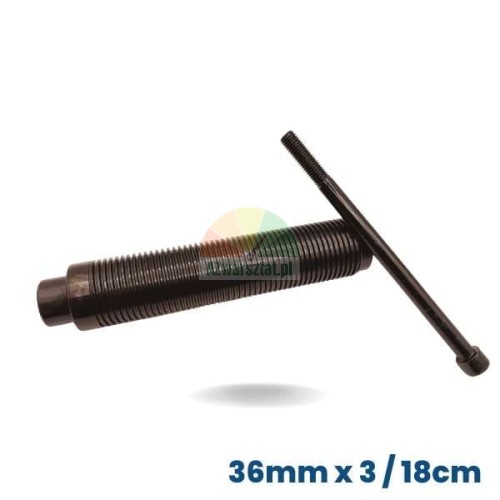 Balancing machine shaft 36mm/18cm with thread, black, for tire balancing equipment.