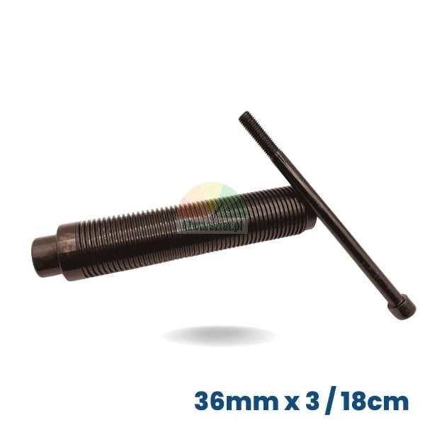 Balancing machine shaft 36mm/18cm with thread, black, for tire balancing equipment.
