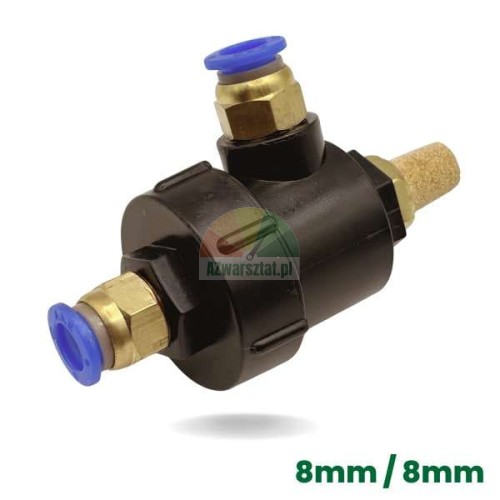 Pneumatic quick exhaust valve, hammer blow relief valve (2 x 8mm) with push-in fittings and silencer