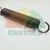 Durable black tension spring with hooks on both ends, lying on a light background.