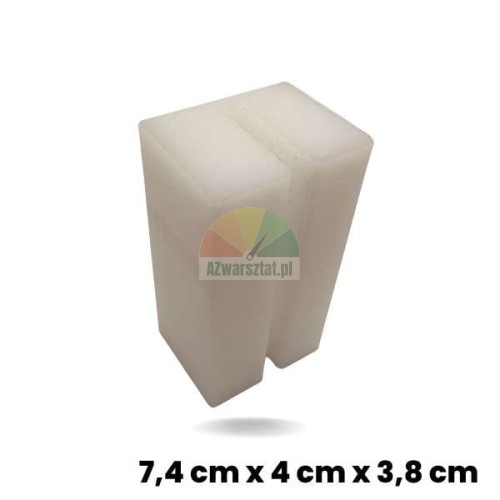 White lift slide block measuring 7.4 x 4 x 3.8 cm