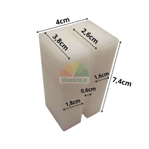 White lift slide 7.4 x 4 x 3.8 cm with dimensions