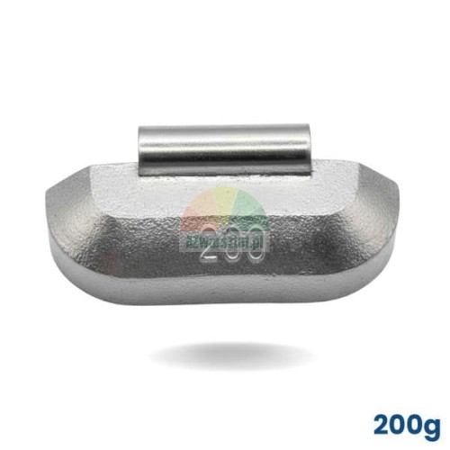 Silver 200g calibration weight for wheel balancer with embossed 200 number.