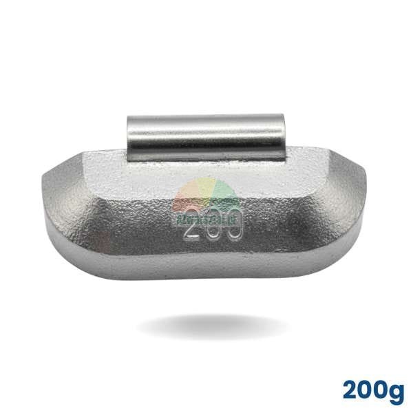 Silver 200g calibration weight for wheel balancer with embossed 200 number.