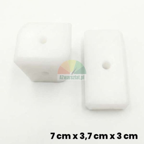 Lift slider, white block with holes, dimensions 7 x 3.7 x 3 cm
