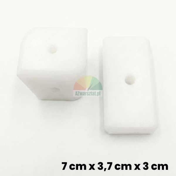 Lift slider, white block with holes, dimensions 7 x 3.7 x 3 cm