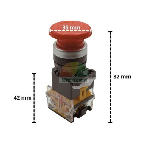 Emergency STOP mushroom button with dimensions