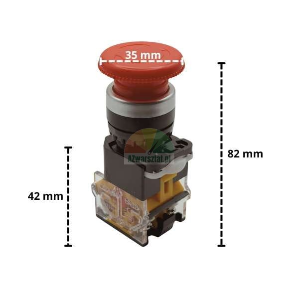 Emergency STOP mushroom button with dimensions