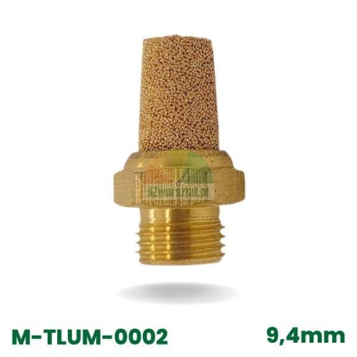 Brass pneumatic silencer and air filter G1/8 inch made of sintered bronze, model M-TLUM-0002, 9.4mm diameter