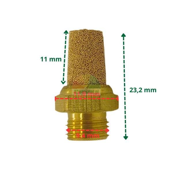 Pneumatic silencer air filter G1/8 with dimensions