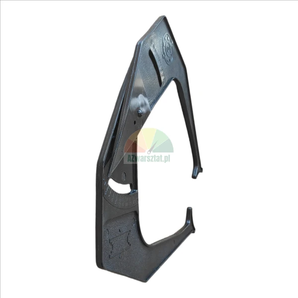 Black plastic skinfold caliper for measuring body fat with a visible scale, positioned at an angle on a white background.