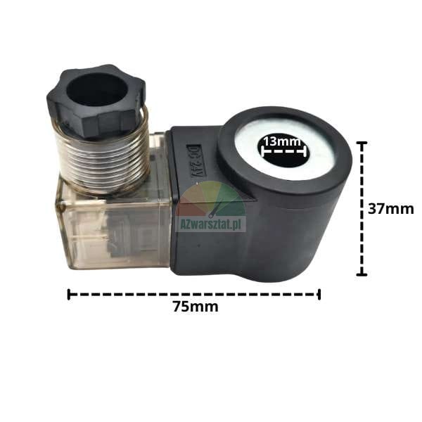 24V DC lowering valve coil with dimensions