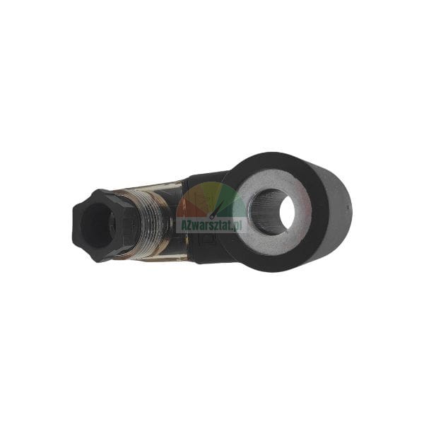 Black solenoid valve connector DC 24V with transparent housing and cable gland.