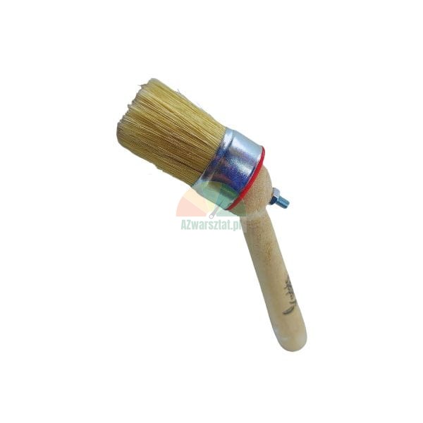 Round paint brush with a wooden handle and light bristles, featuring an adjustment screw.