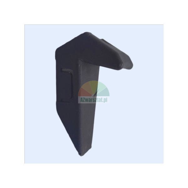 Black L-shaped plastic element on a light background.