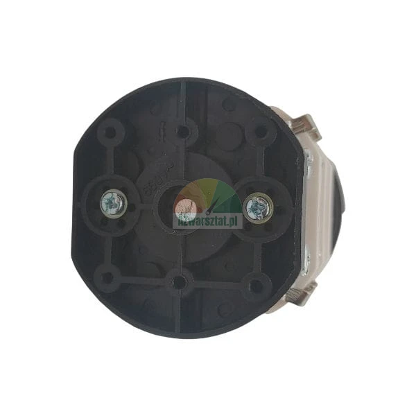 Bottom view of an industrial cam switch showing the black plastic base with two screws and 660V marking.