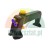Black pneumatic manual valve with handle, yellow top button and blue quick connectors.